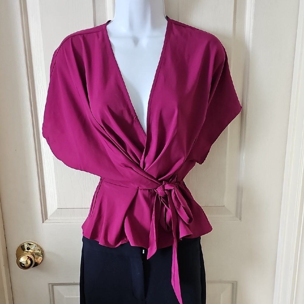 Express Women's Wrap Blouse - Rich Magenta